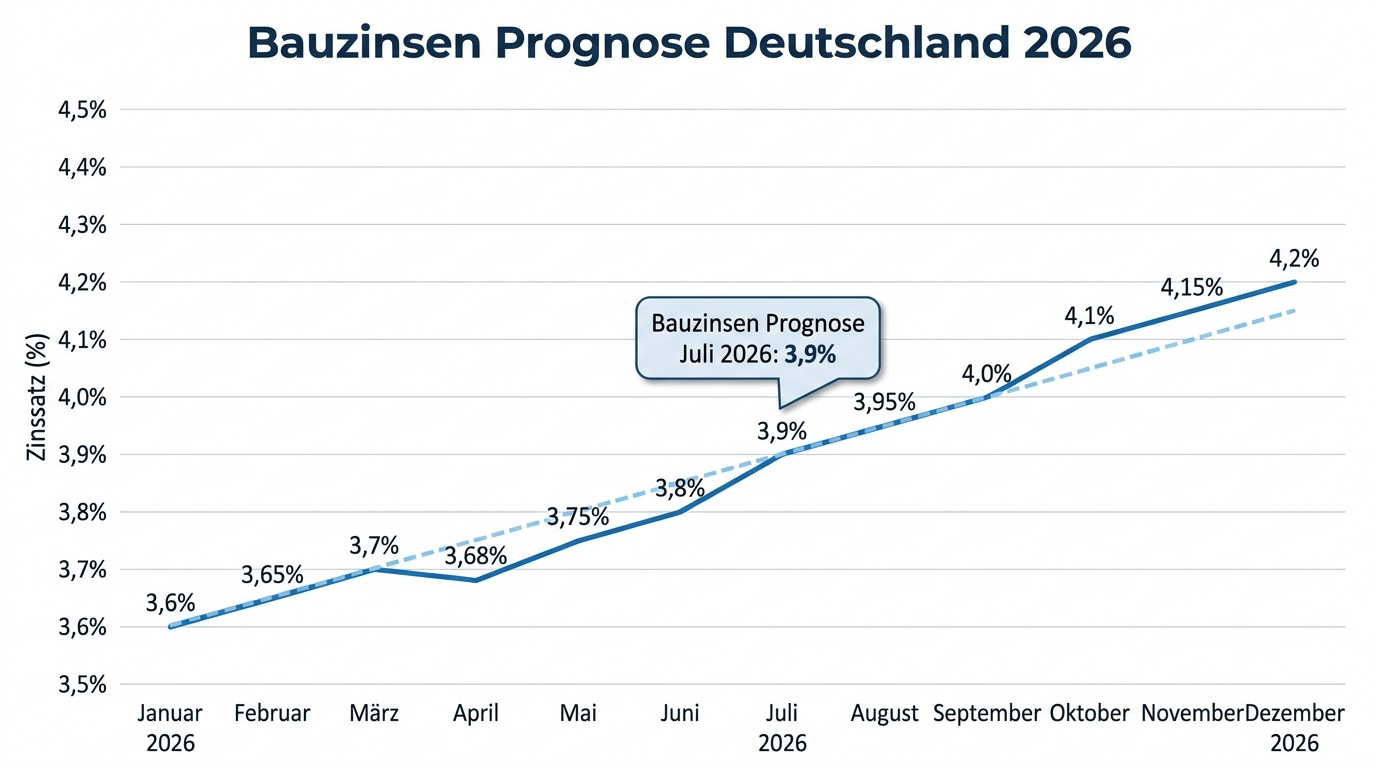 Zinsdiagramm Baufinanzierung – Bauzinsen Prognose Sommer 2026