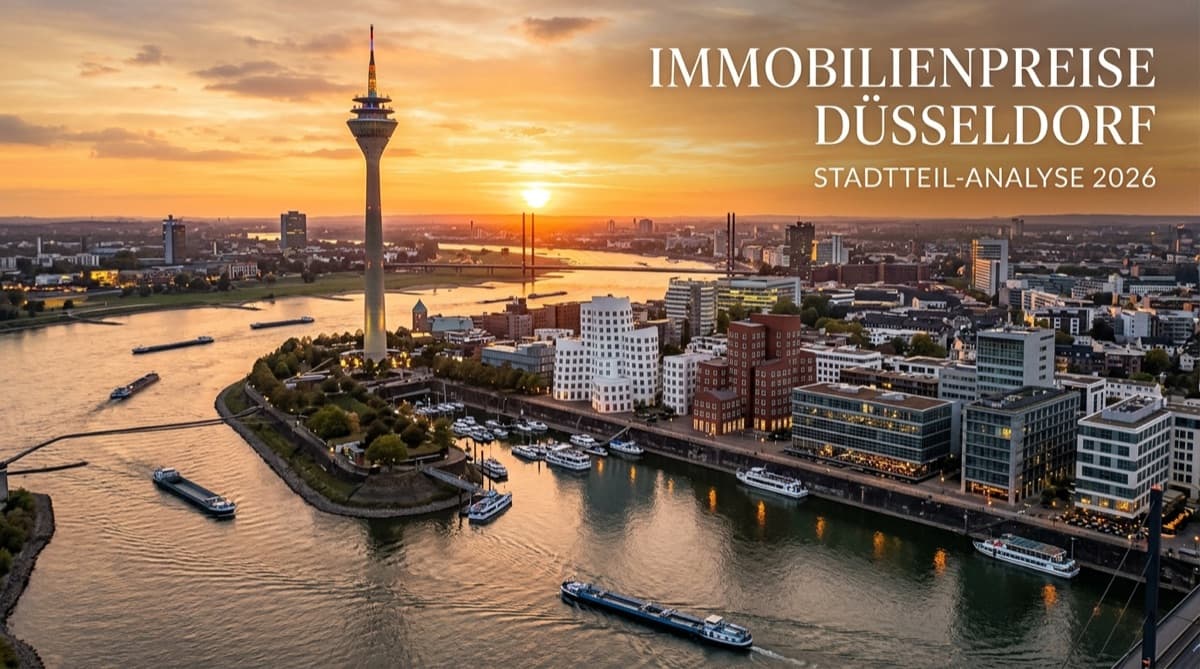 Düsseldorfer Skyline am Rhein – Immobilienpreise und Quadratmeterpreise nach Stadtteilen 2026